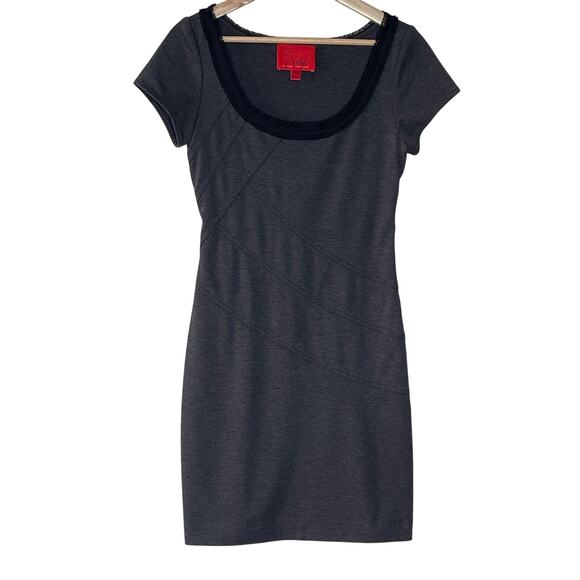 Z SPOKE BY ZAC POSEN  GRAY MINI JERSEY STRETCH FRINGE WITCHY GOTCH DRESS SIZE 2‎ - Picture 1 of 9